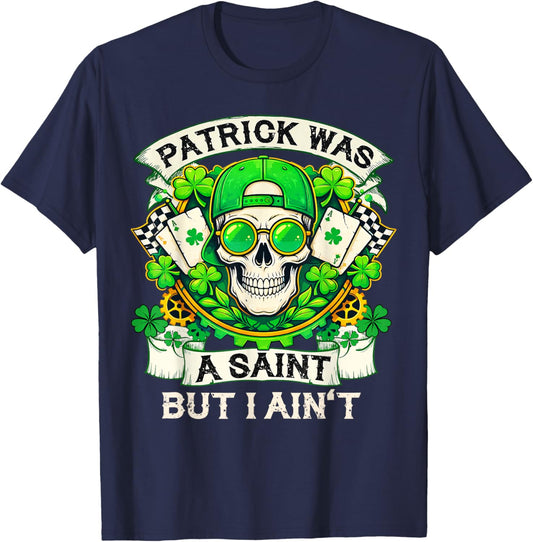 Skull St Patrick Day of The Dead Lucky Shamrock Men Women T-Shirt - T-Shirt | Navy