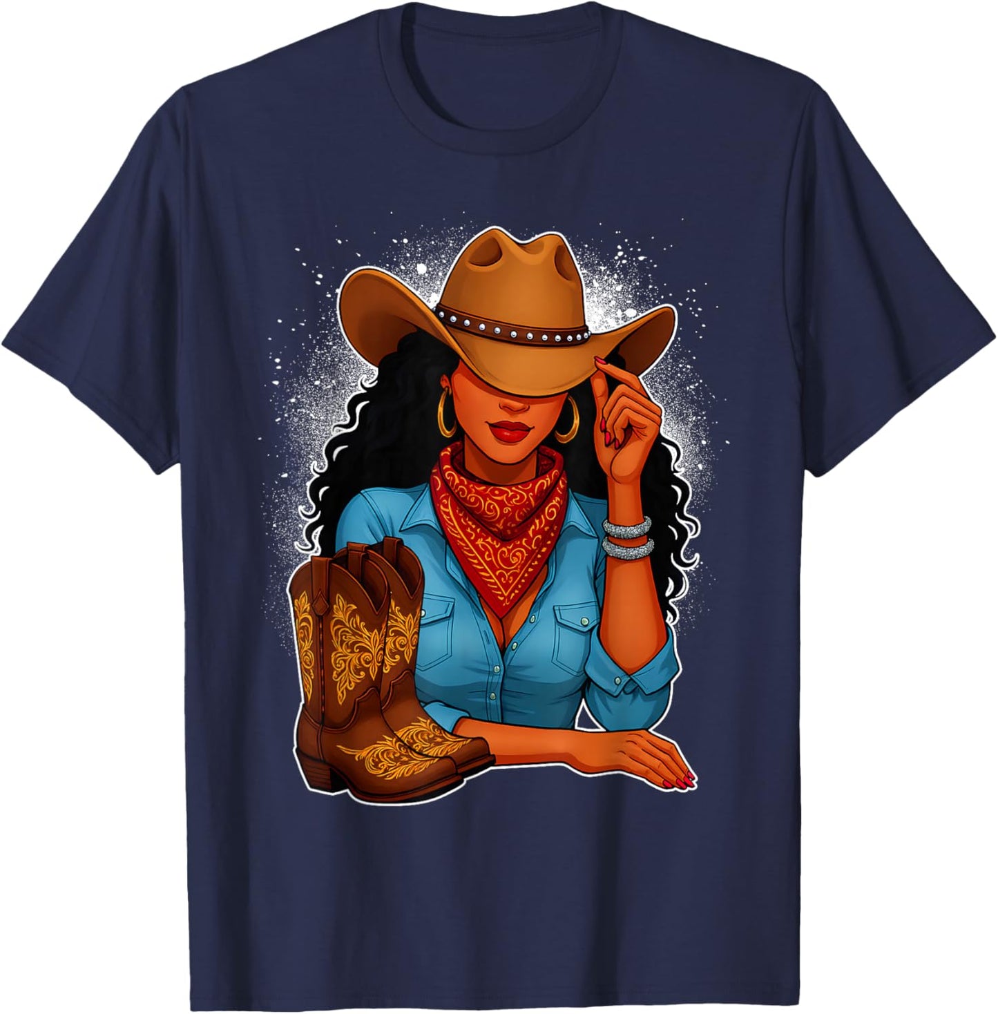 Black Cowgirl & Boots Black History Month Black Women Girls T-Shirt - T-Shirt | Navy