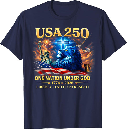 USA 250 One Nation Under God 1776 2026 Gift Women T-Shirt - T-Shirt | Navy