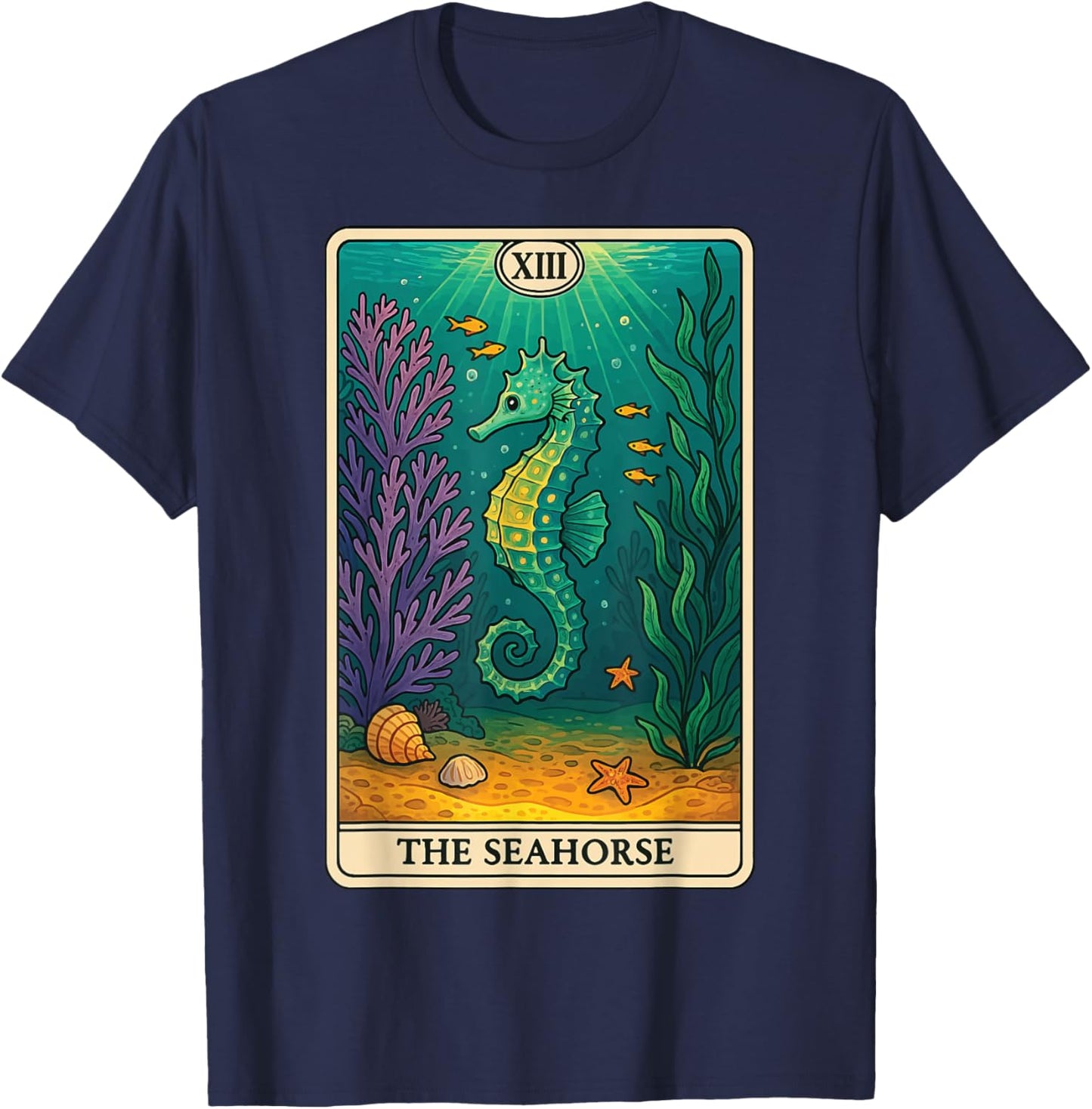 The Seahorse Tarot Card T-Shirt - T-Shirt | Navy