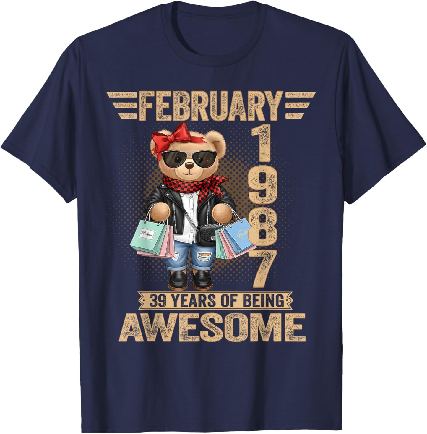 39 Year Old February 1987 Teddy Bear 39th Birthday Women T-Shirt - T-Shirt | Navy