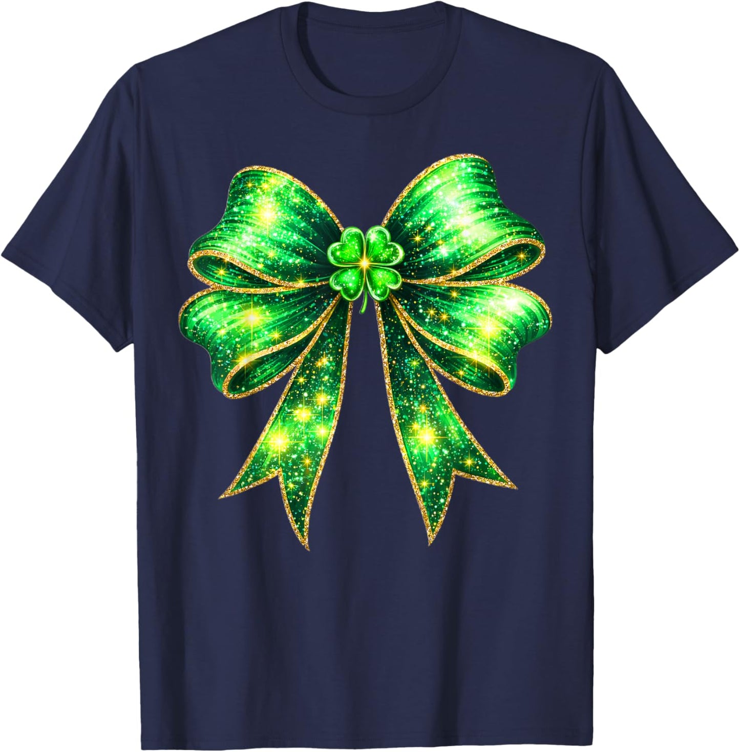 Cute Coquette Shamrock St Patricks Women Girl Kid Toddler T-Shirt - T-Shirt | Navy