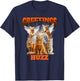 Greetings Huzz Bootleg Cat Meme Graphic Retro Y2K Aesthetic T-Shirt - T-Shirt | Navy