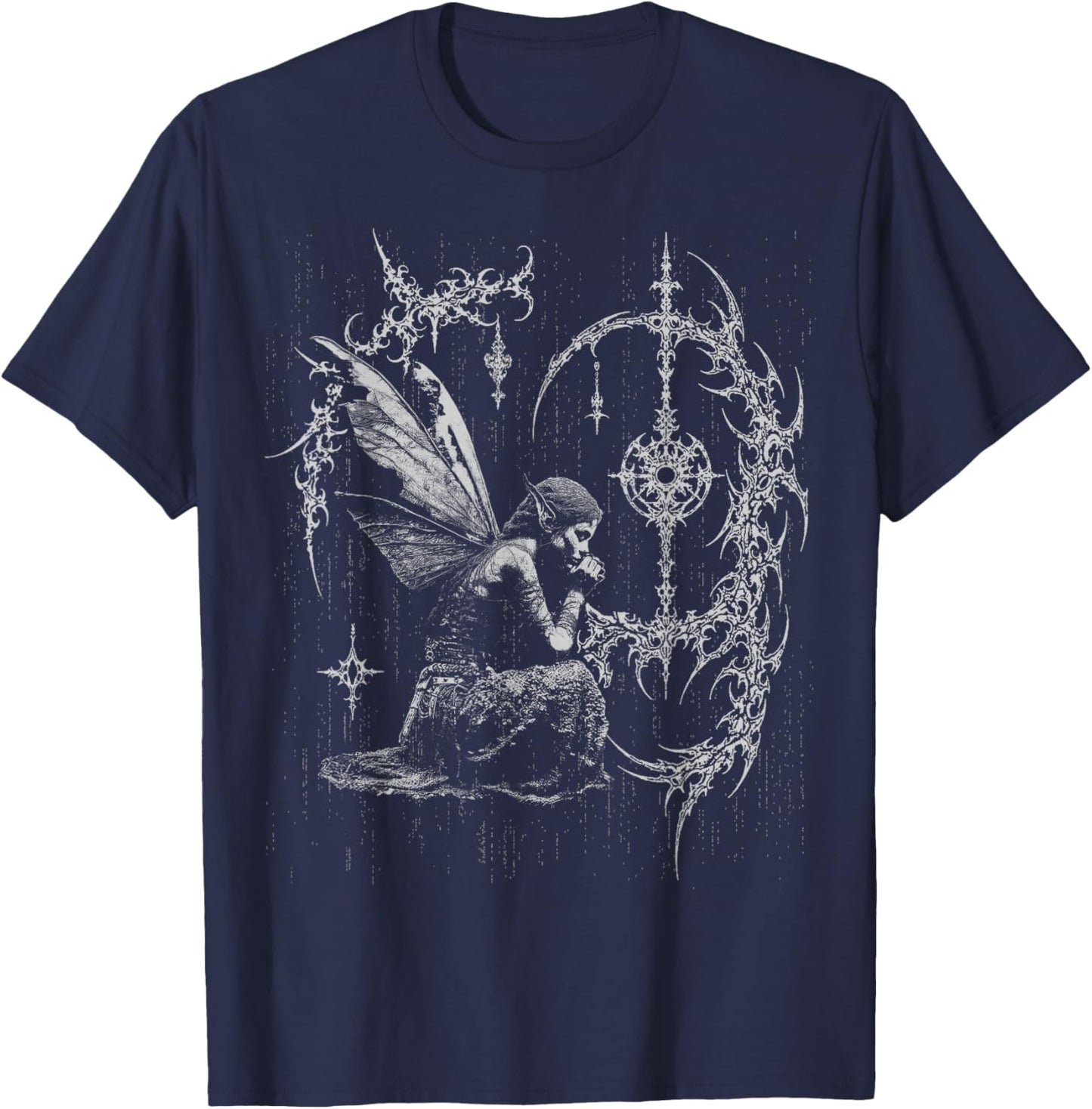 Y2K Grunge Fairy Alt Gothic Sigilism Vintage Graphic T-Shirt - T-Shirt | Navy