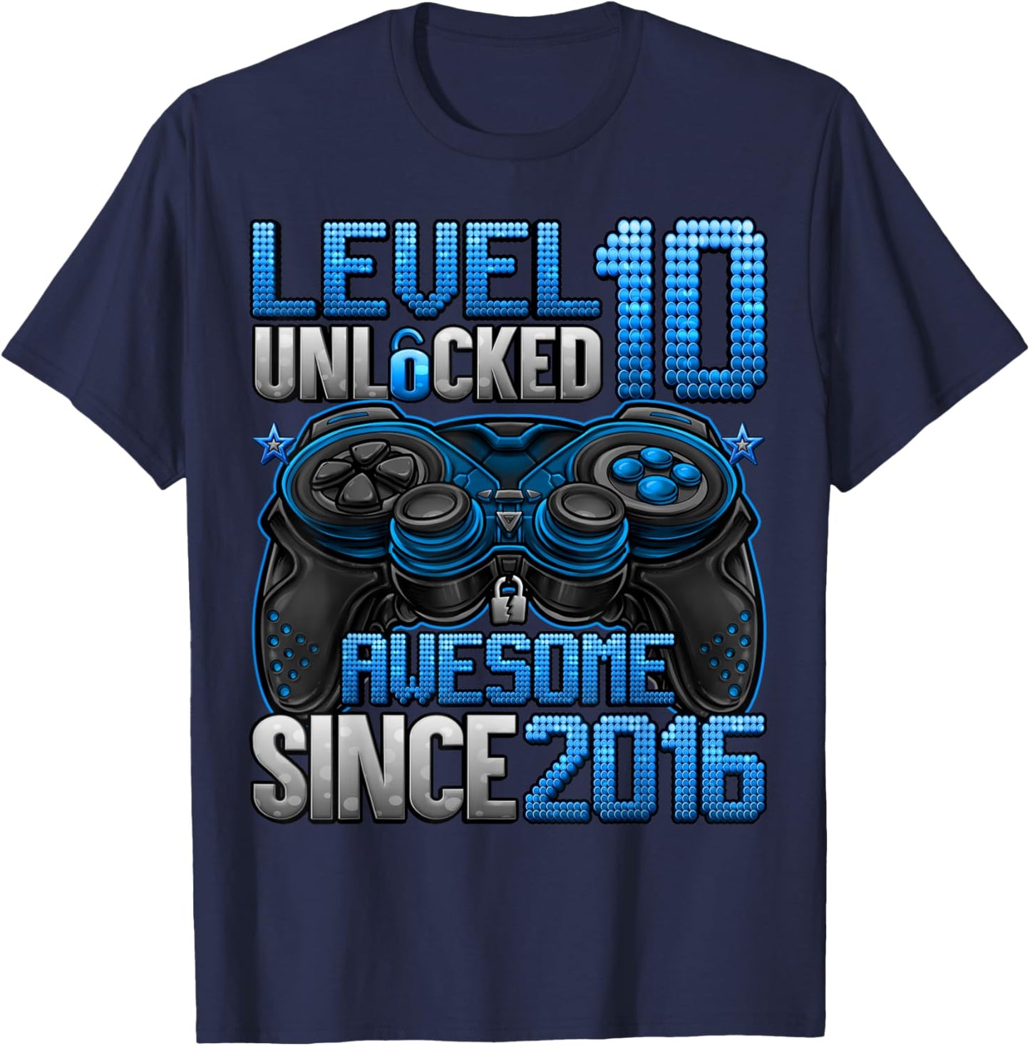 Level 10 Unlocked 10 Year Old Gifts Boys 10th Birthday Boy T-Shirt - T-Shirt | Navy