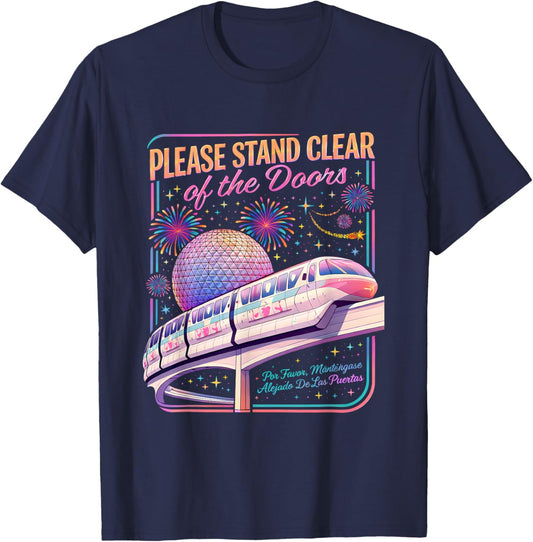 Please Stand Clear of The Doors Monorail Art T-Shirt - T-Shirt | Navy