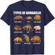 Types of Armadillo Educational Wildlife Species Ecology T-Shirt - T-Shirt | Navy