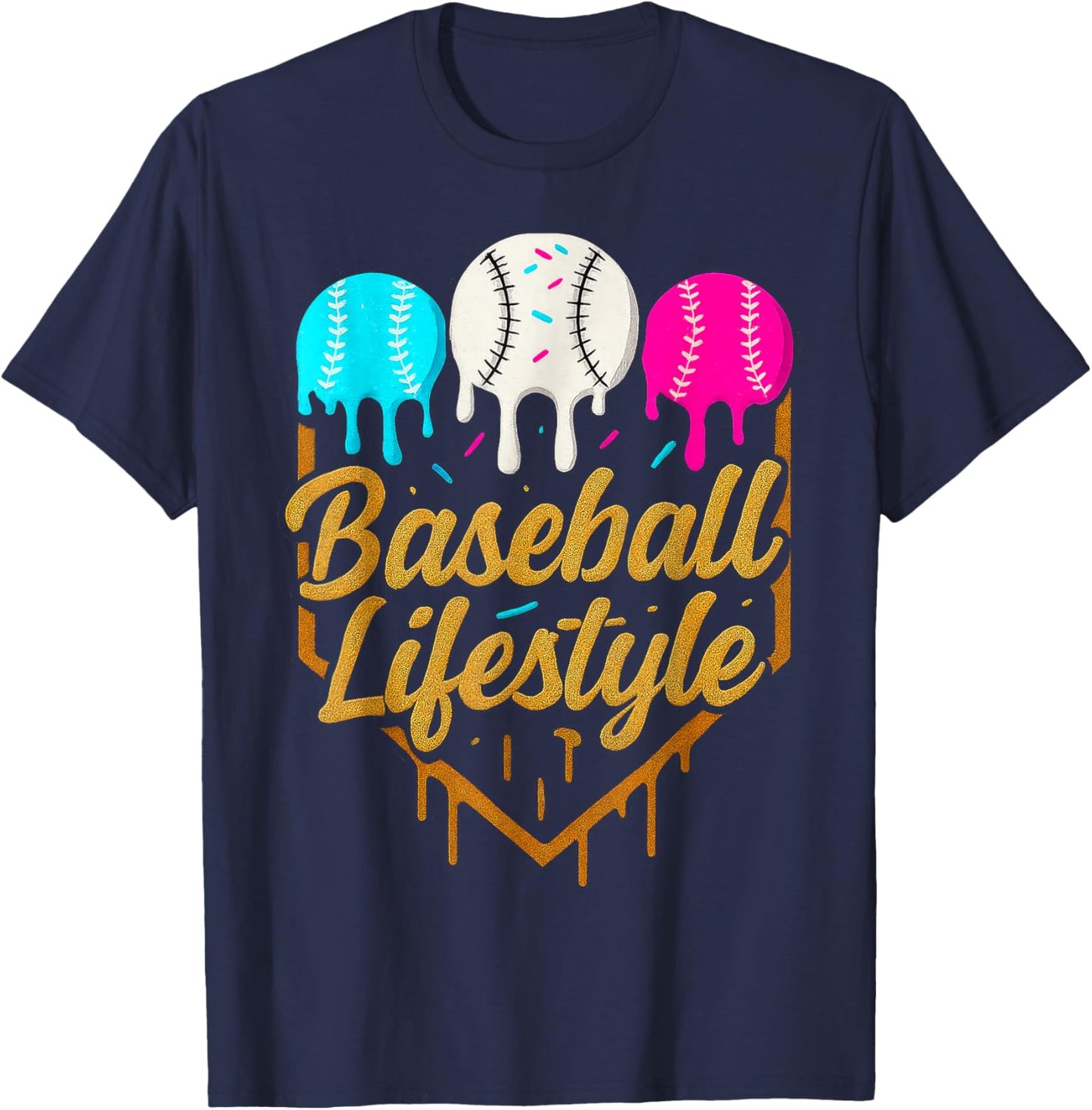 Baseball Lifestyle, Baseball Drip Icecream T-Shirt - T-Shirt | Navy