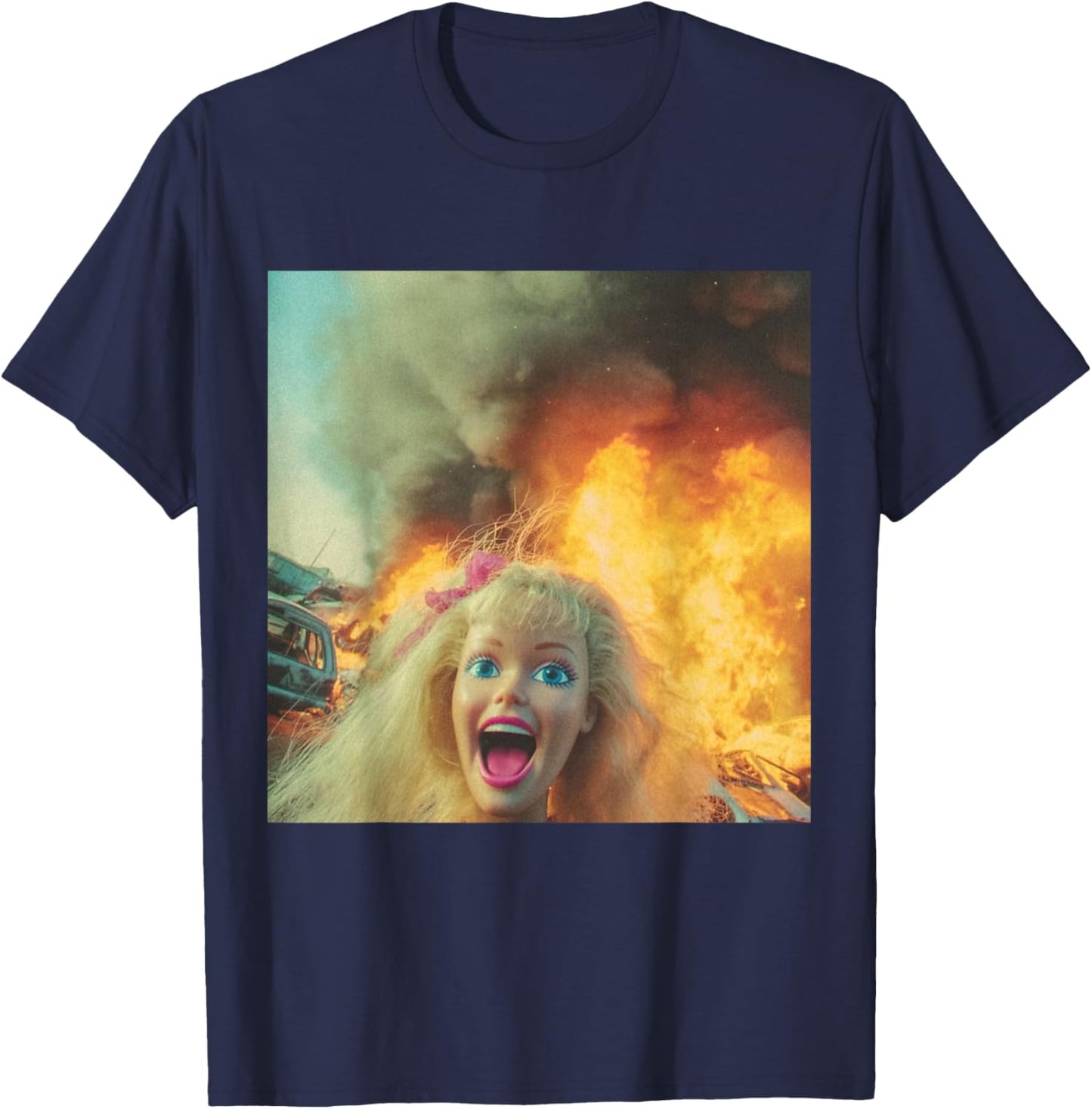 Funny Disgusting Doll face Meme T-Shirt - T-Shirt | Navy