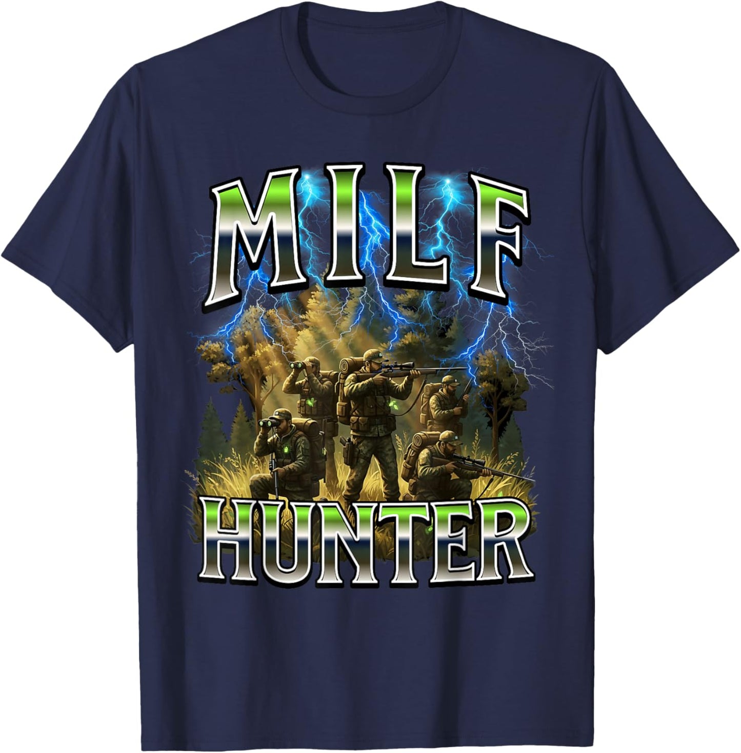 Funny Milf Hunting Hunter T-Shirt - T-Shirt | Navy