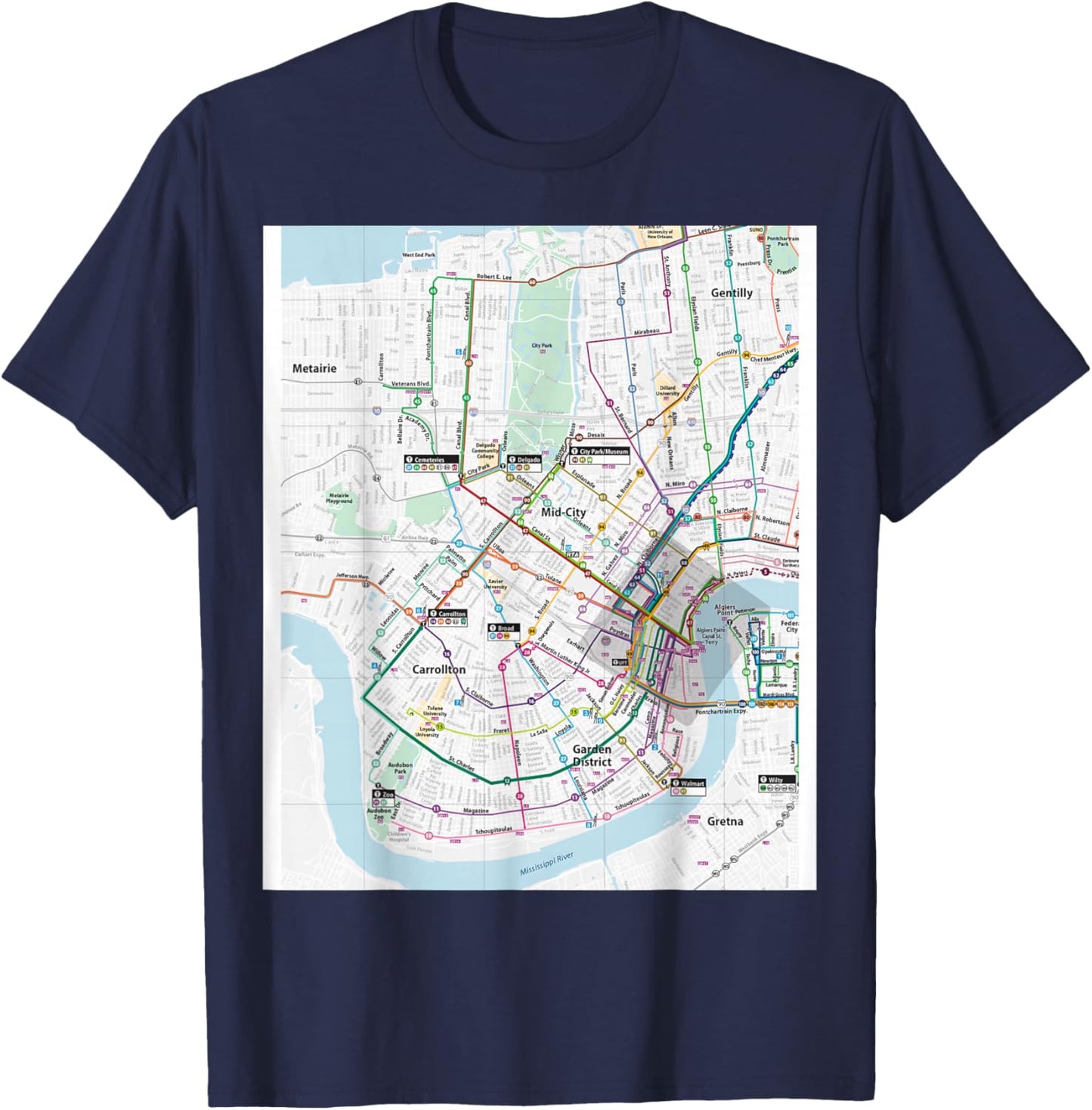 New Orleans Transit System Travel Art USA T-Shirt - T-Shirt | Navy