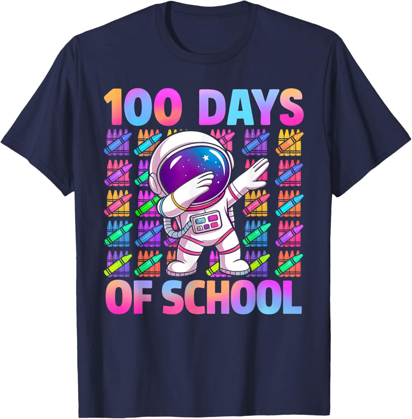 100 Days of School Space Astronaut 100th Day of School Boys T-Shirt - T-Shirt | Navy