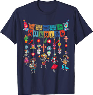 Dia De Los Muertos Sugar Skull Dancing Day The Dead 2025 T-Shirt - T-Shirt | Navy