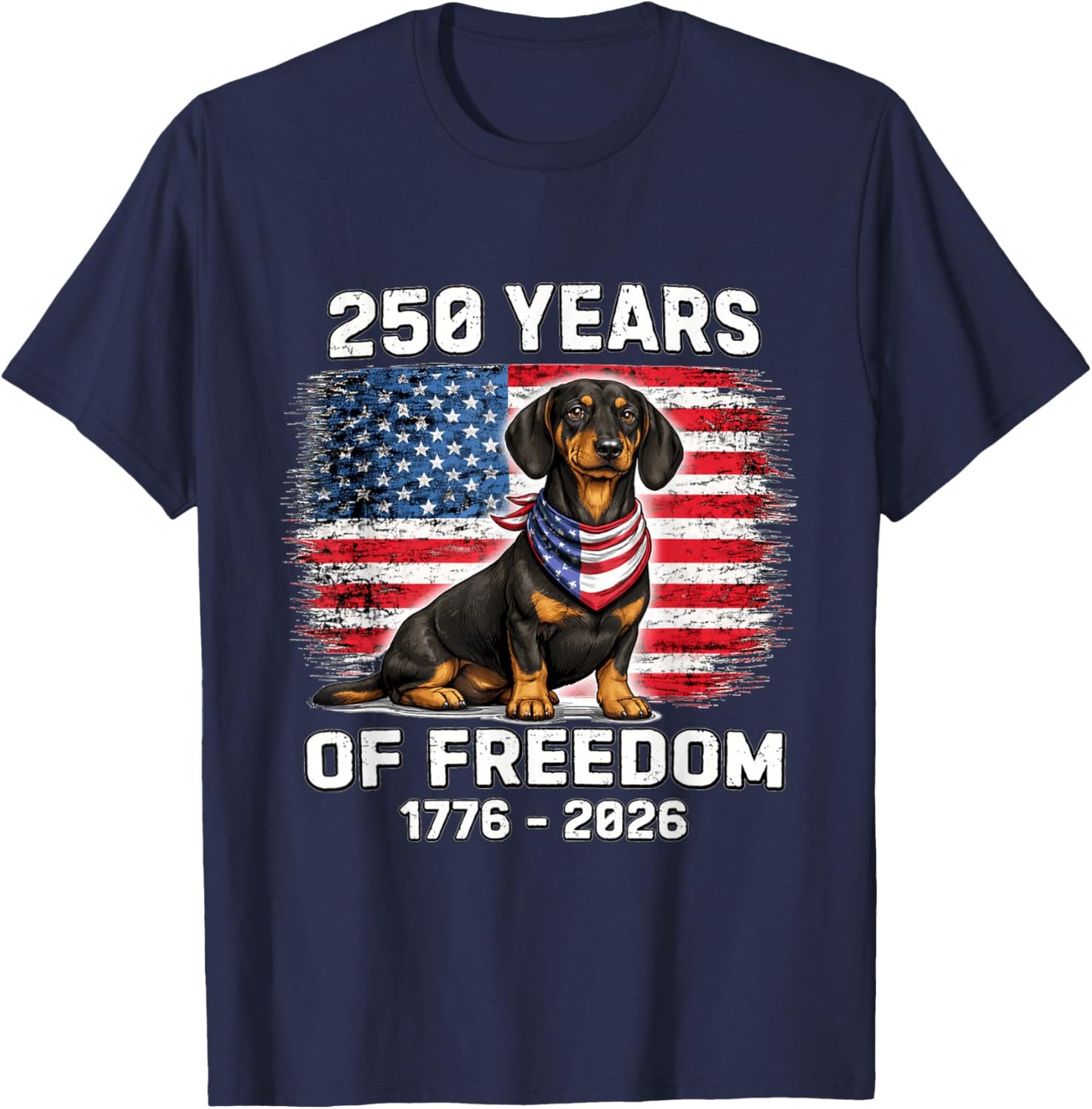 250 Years America Anniversary Dachshund 250th Anniversary T-Shirt - T-Shirt | Navy