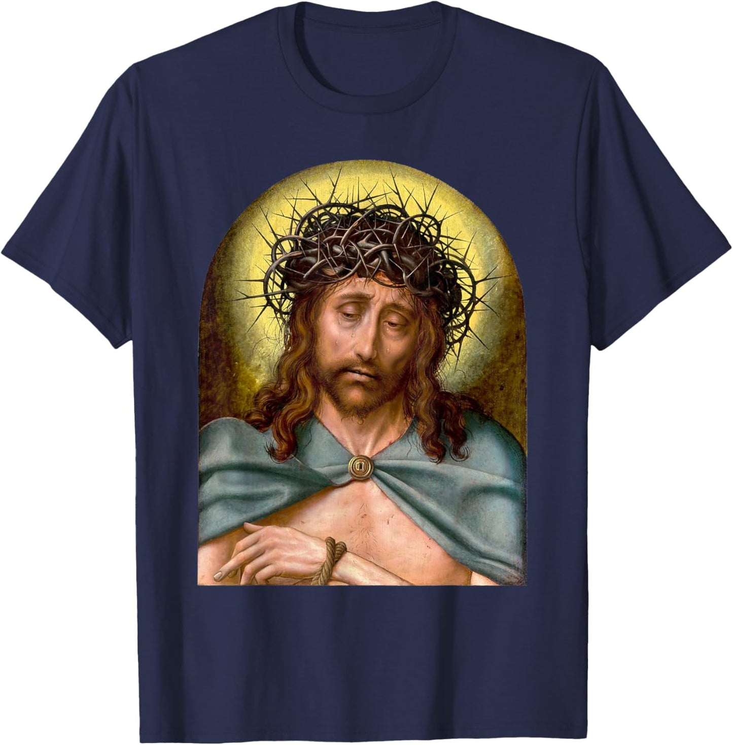 Jesus Christ as Man of Sorrows Painting Quentin Metsys 1500s T-Shirt - T-Shirt | Navy