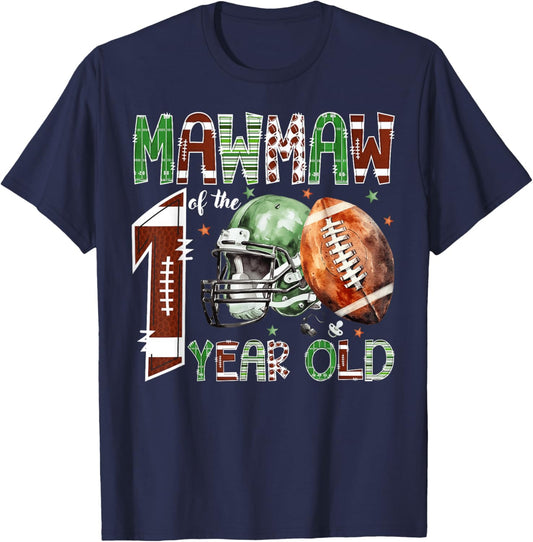 Mawmaw of The 1 Year Old Football Lover 1st Birthday Boy T-Shirt - T-Shirt | Navy