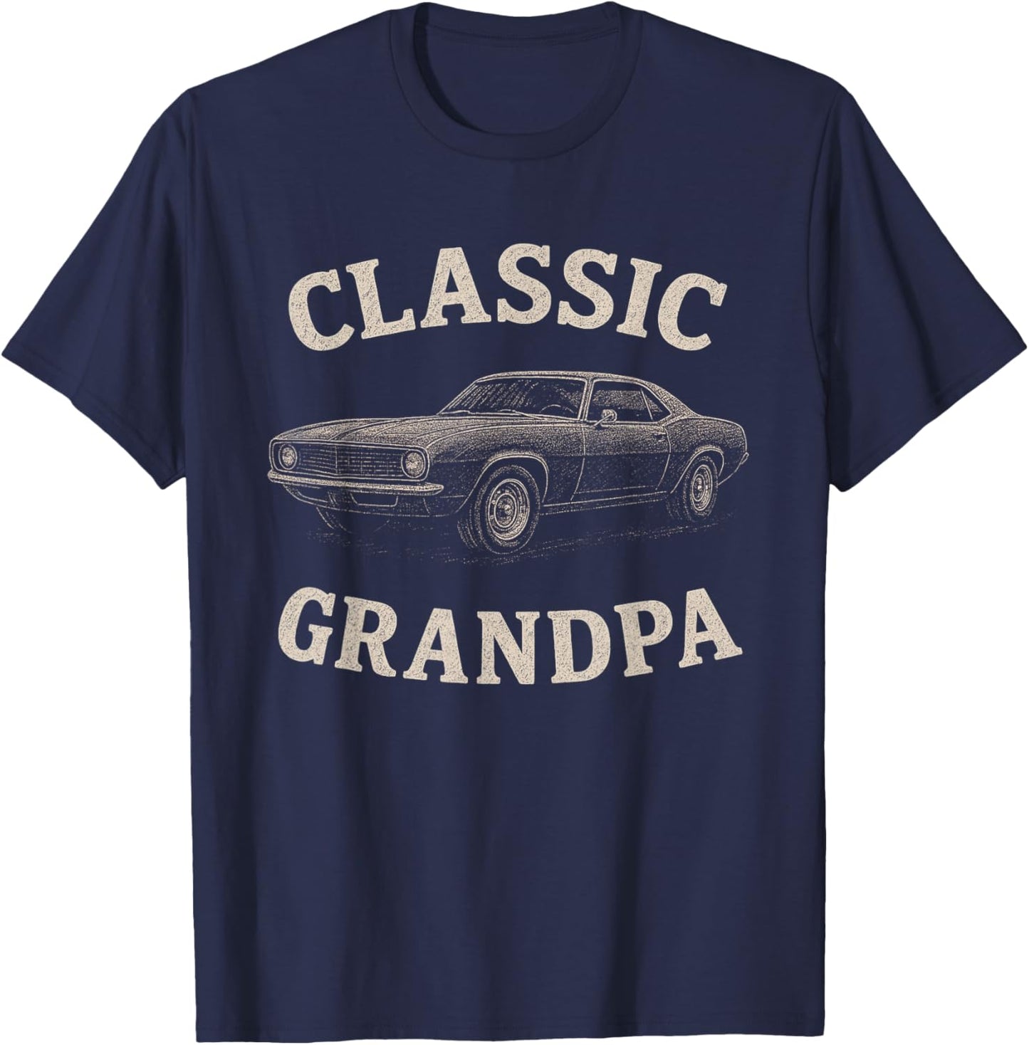 Classic Grandpa Vintage Muscle Mood Outfit for car Fans T-Shirt - T-Shirt | Navy
