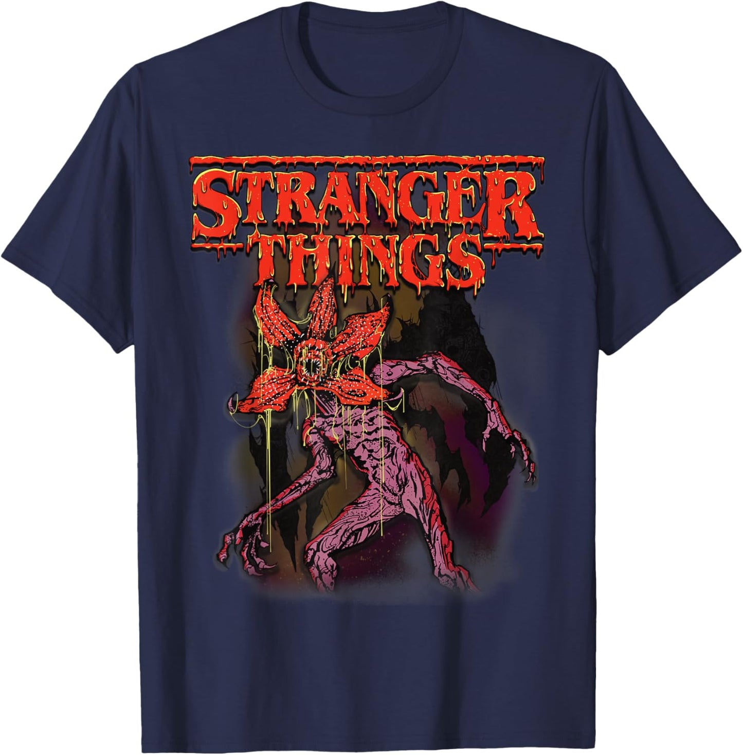 Stranger Things Demogorgon Monster Retro 80s Horror T-Shirt - T-Shirt | Navy
