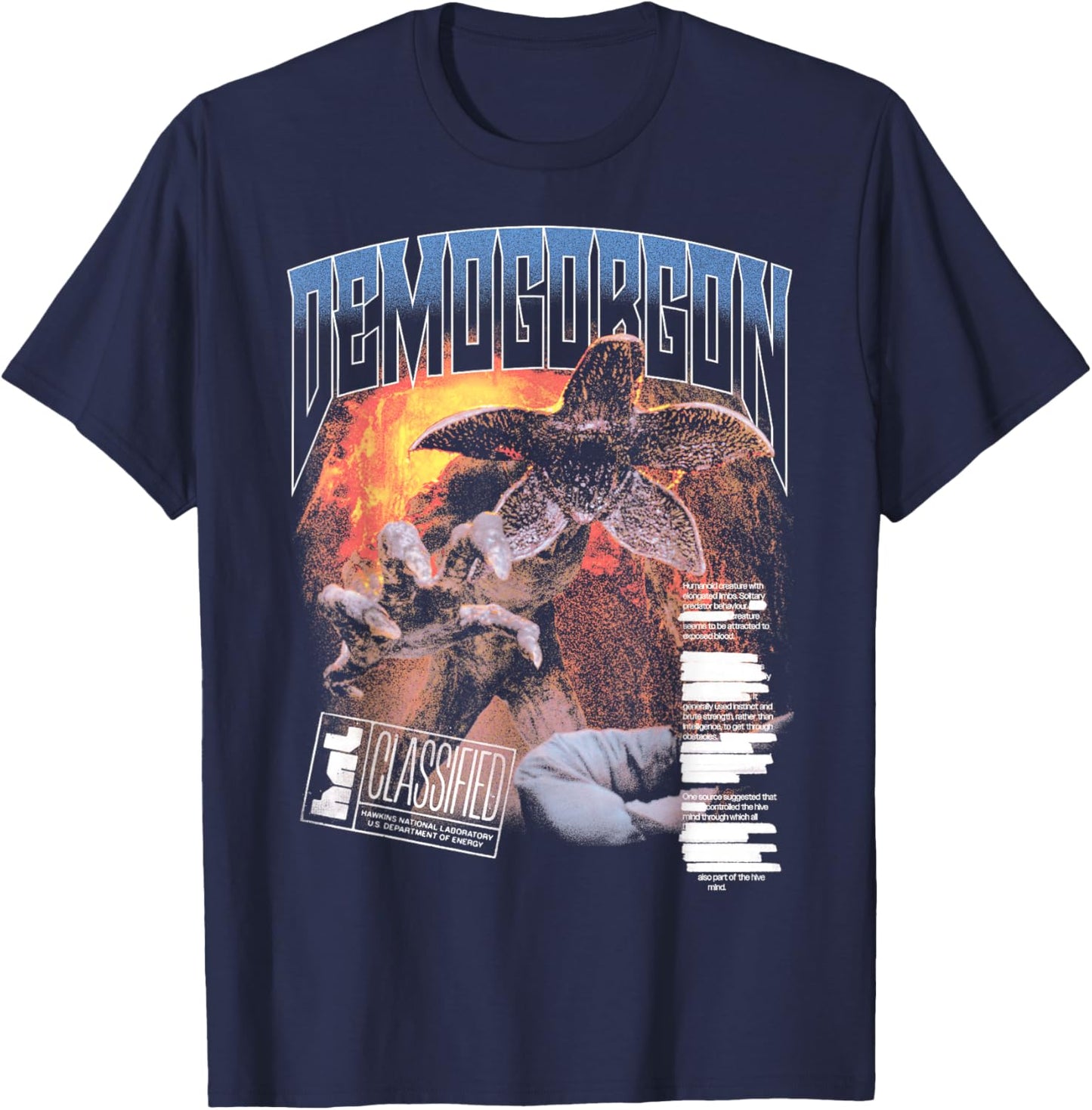 Stranger Things Demogorgon Classified Lab Poster T-Shirt - T-Shirt | Navy