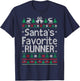 Santa Favorite Runner Running Christmas Sweater Ugly Xmas T-Shirt - T-Shirt | Navy