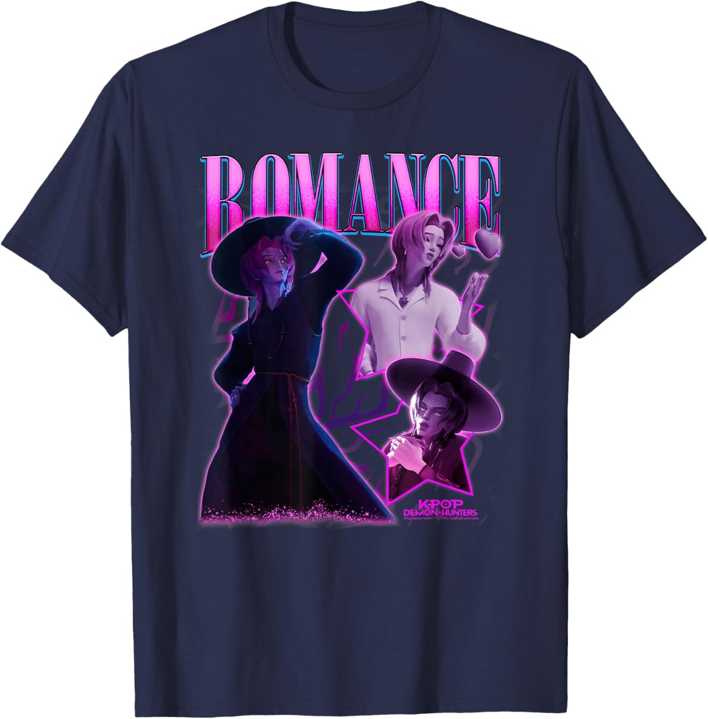 Kpop Demon Hunters Halloween Romance Showcase Y2K Poster T-Shirt - T-Shirt | Navy