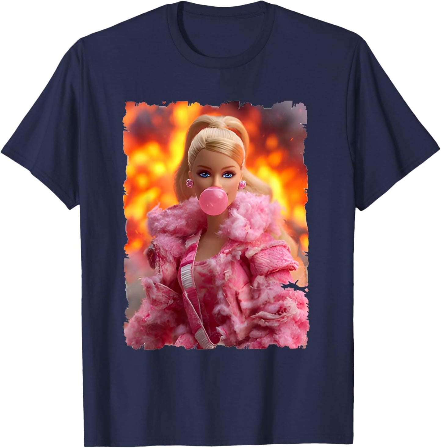 Funny Disgusting Pink Doll face Meme T-Shirt - T-Shirt | Navy