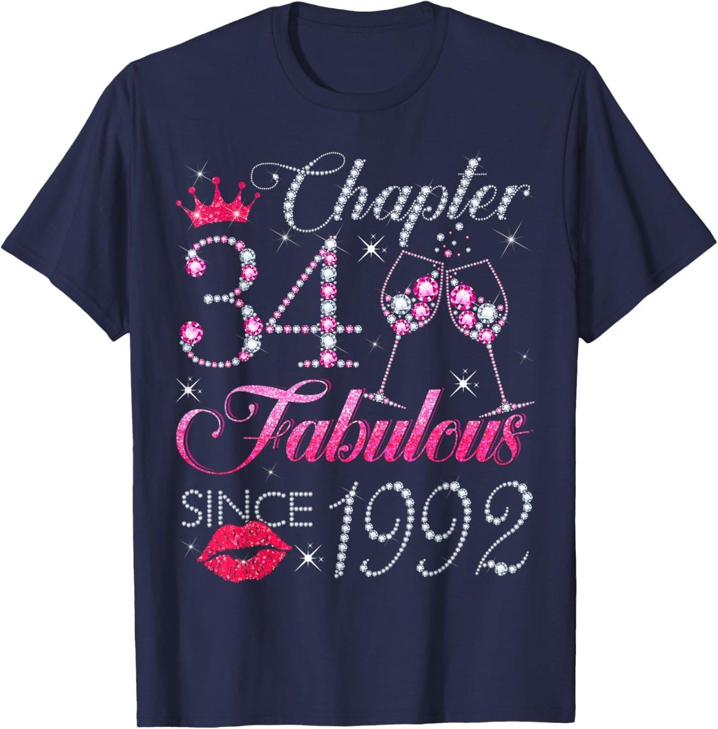 Chapter 34 Fabulous Since 1992 34th Birthday Gift T-Shirt - T-Shirt | Navy