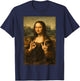 Funny Mona Lisa OK Peace Sign Art Parody Masterpiece T-Shirt - T-Shirt | Navy