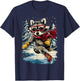 Joyful Raccoon Ice Skating Christmas Winter Season Animal T-Shirt - T-Shirt | Navy