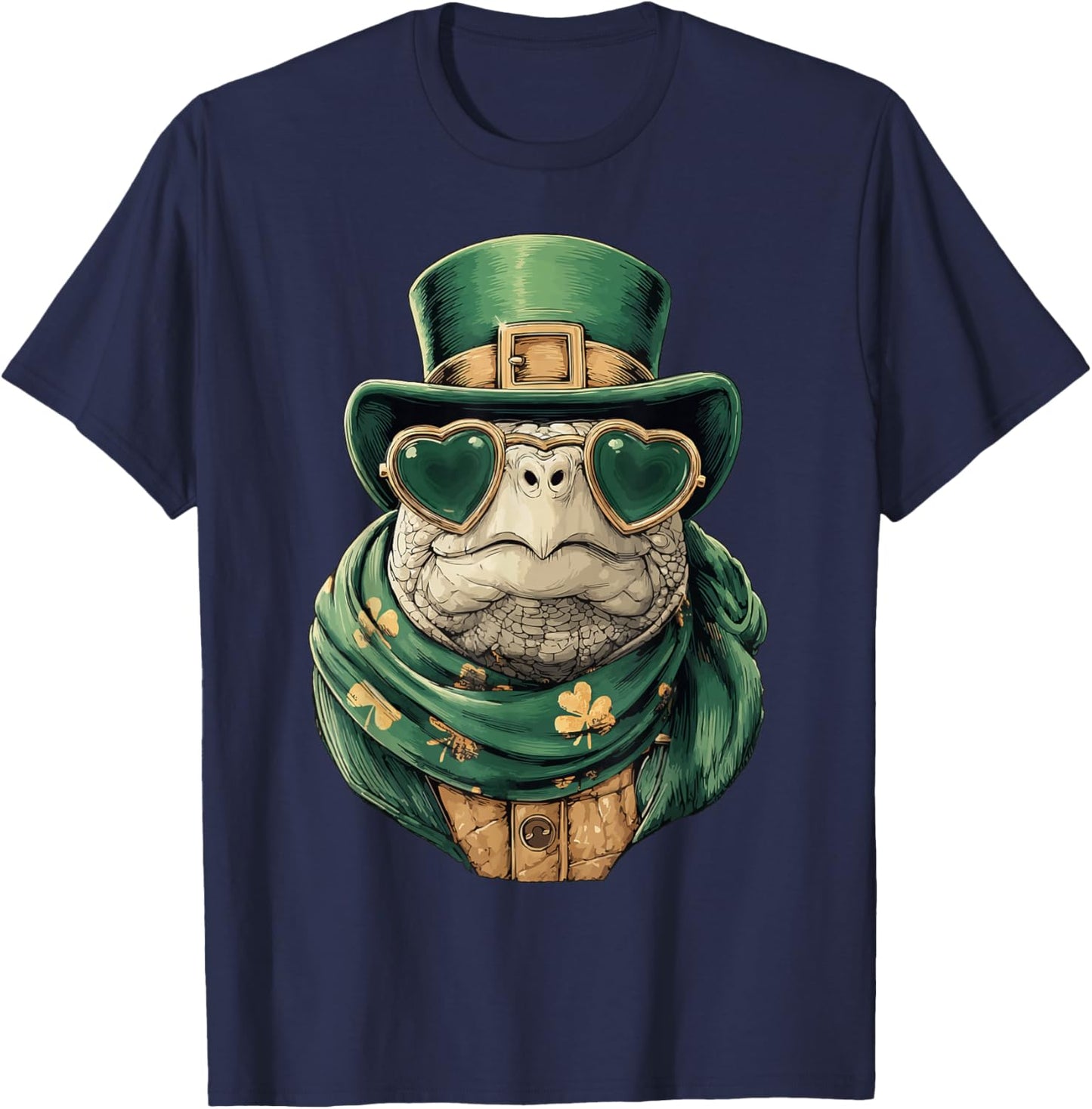Irish Turtle with Heart Sunglasses Shamrocks St Patricks Day T-Shirt - T-Shirt | Navy