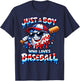 Just A Boy Who Loves Baseball Patriotic Drip for Youth Boys T-Shirt - T-Shirt | Navy