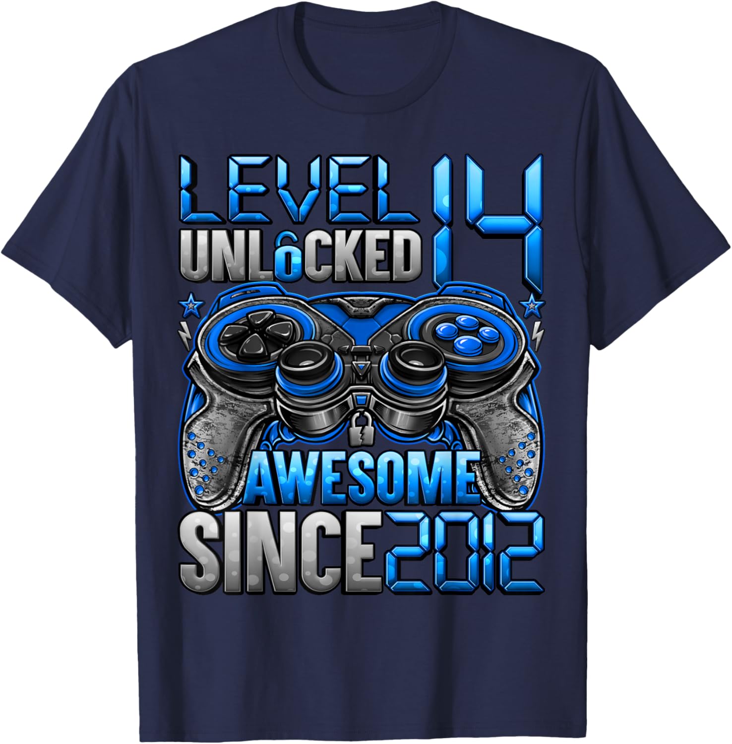 Level 14 Unlocked 14 Year Old Gifts Boys 14th Birthday Boy T-Shirt - T-Shirt | Navy