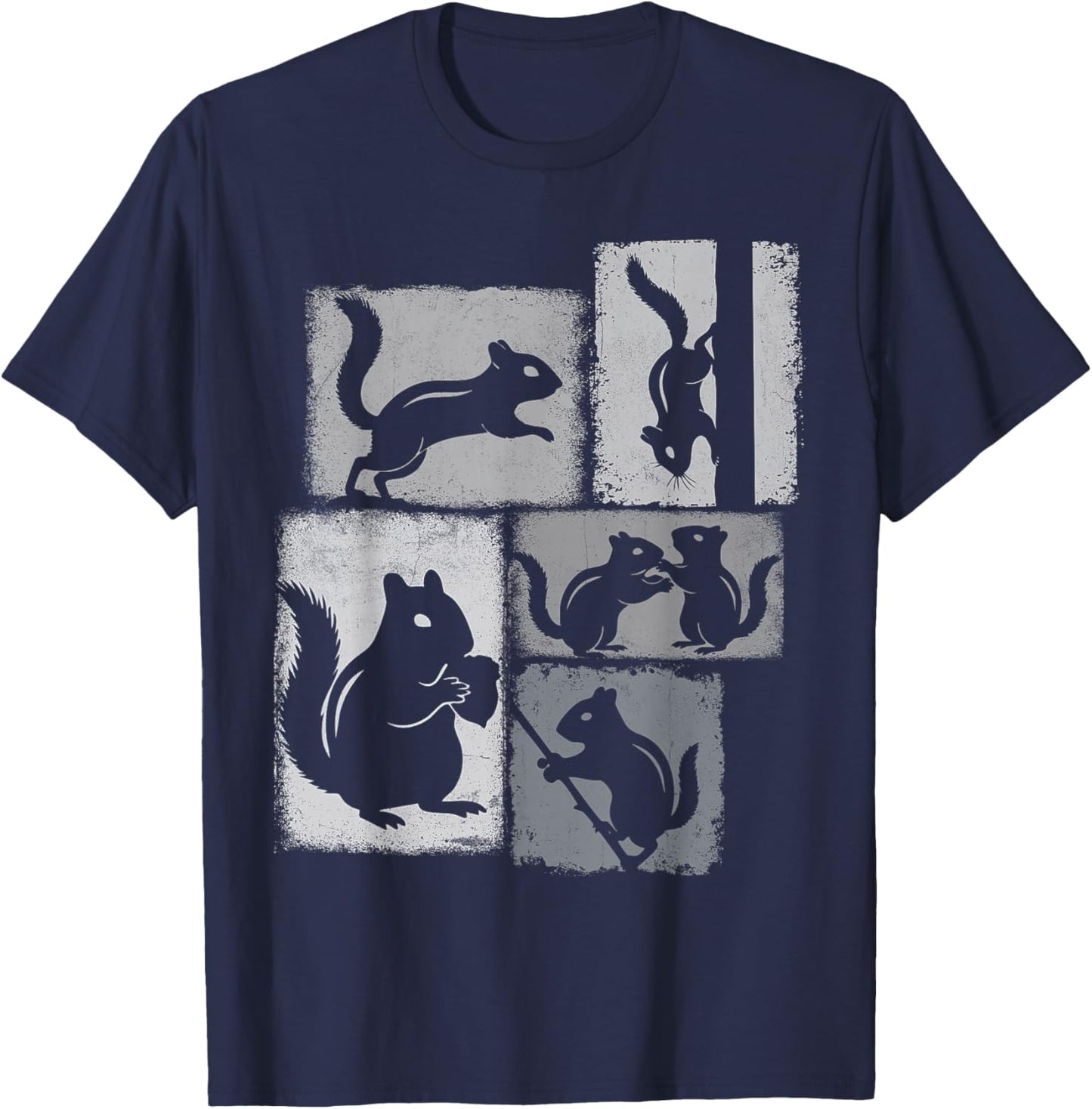 Chipmunk Vintage Collage Wildlife Lover T-Shirt - T-Shirt | Navy