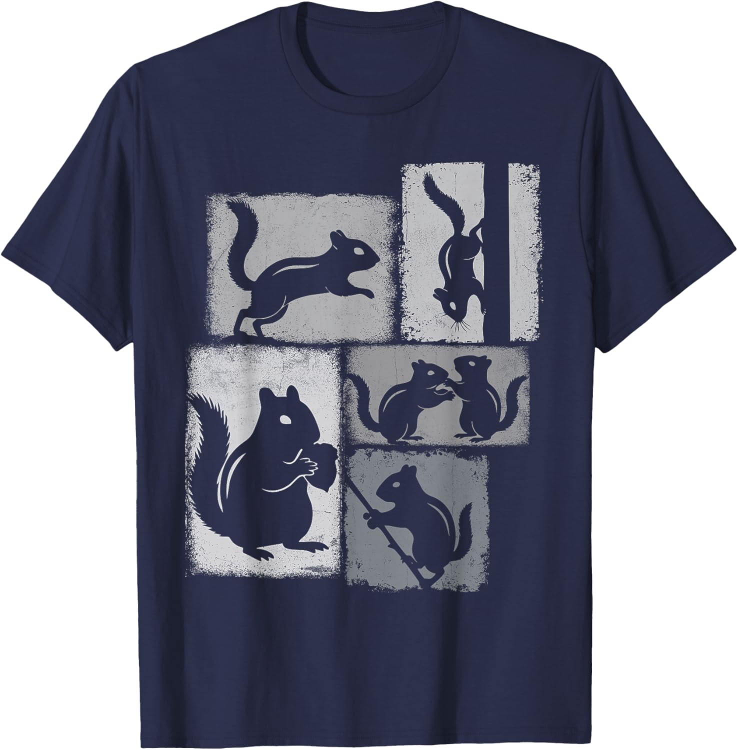 Chipmunk Vintage Collage Wildlife Lover T-Shirt - T-Shirt | Navy