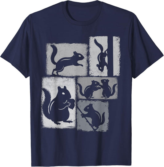 Chipmunk Vintage Collage Wildlife Lover T-Shirt - T-Shirt | Navy