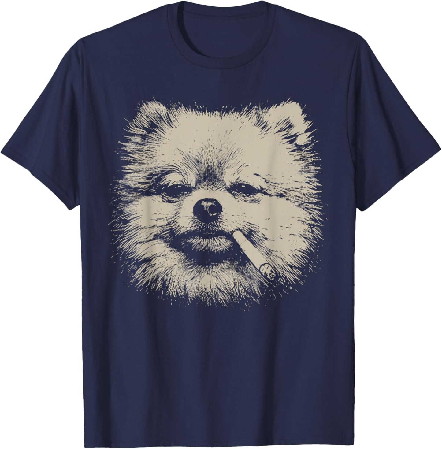 Dog Smoking Meme Funny Pomeranian Dog Meme Pet Lover T-Shirt - T-Shirt | Navy