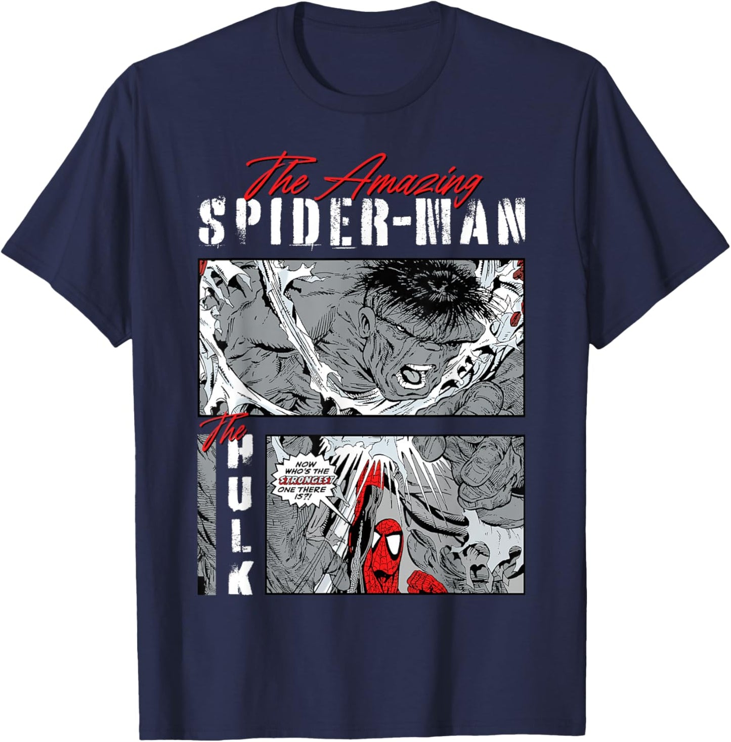 Marvel Comics Spider-Man vs Hulk Comic Panel T-Shirt - T-Shirt | Navy