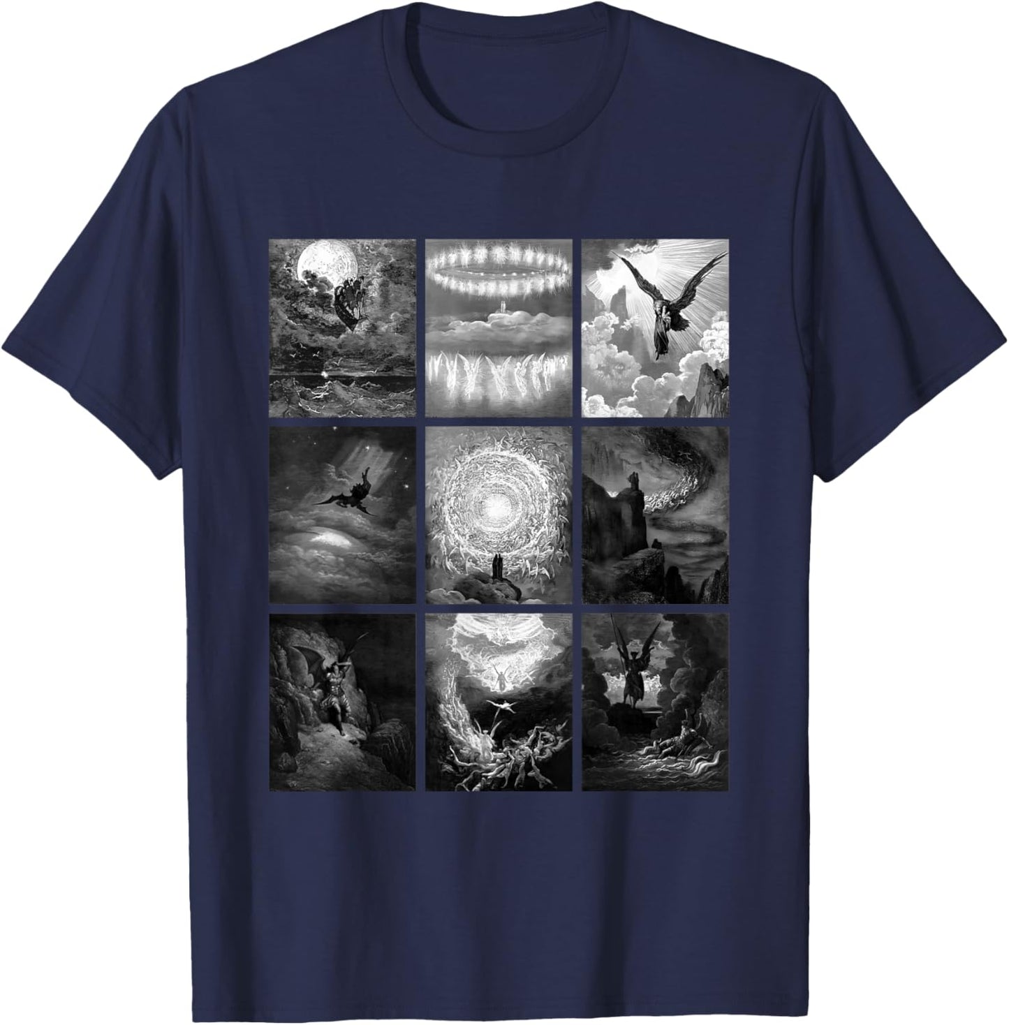 Gustave Dore Famous Illustrations Retro Vintage Classic Art T-Shirt - T-Shirt | Navy