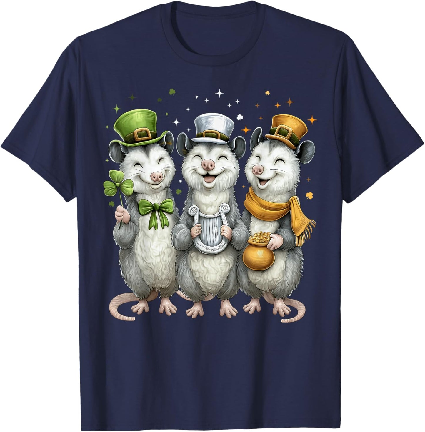 Opossum Possum Leprechaun Shamrock St. Patricks Day Ireland T-Shirt - T-Shirt | Navy