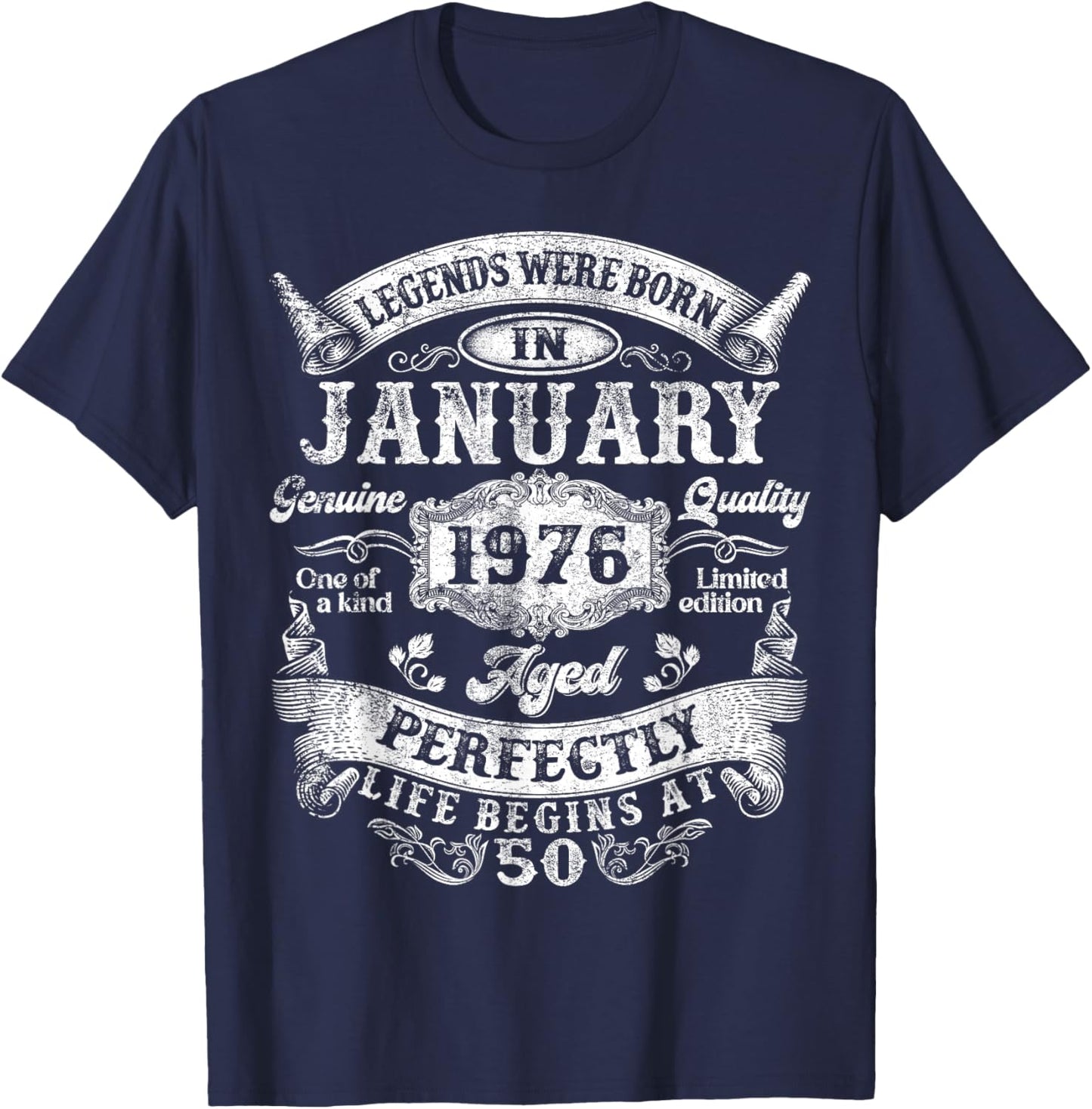 Legends Since January 1976 Vintage Retro 50th Birthday Men T-Shirt - T-Shirt | Navy