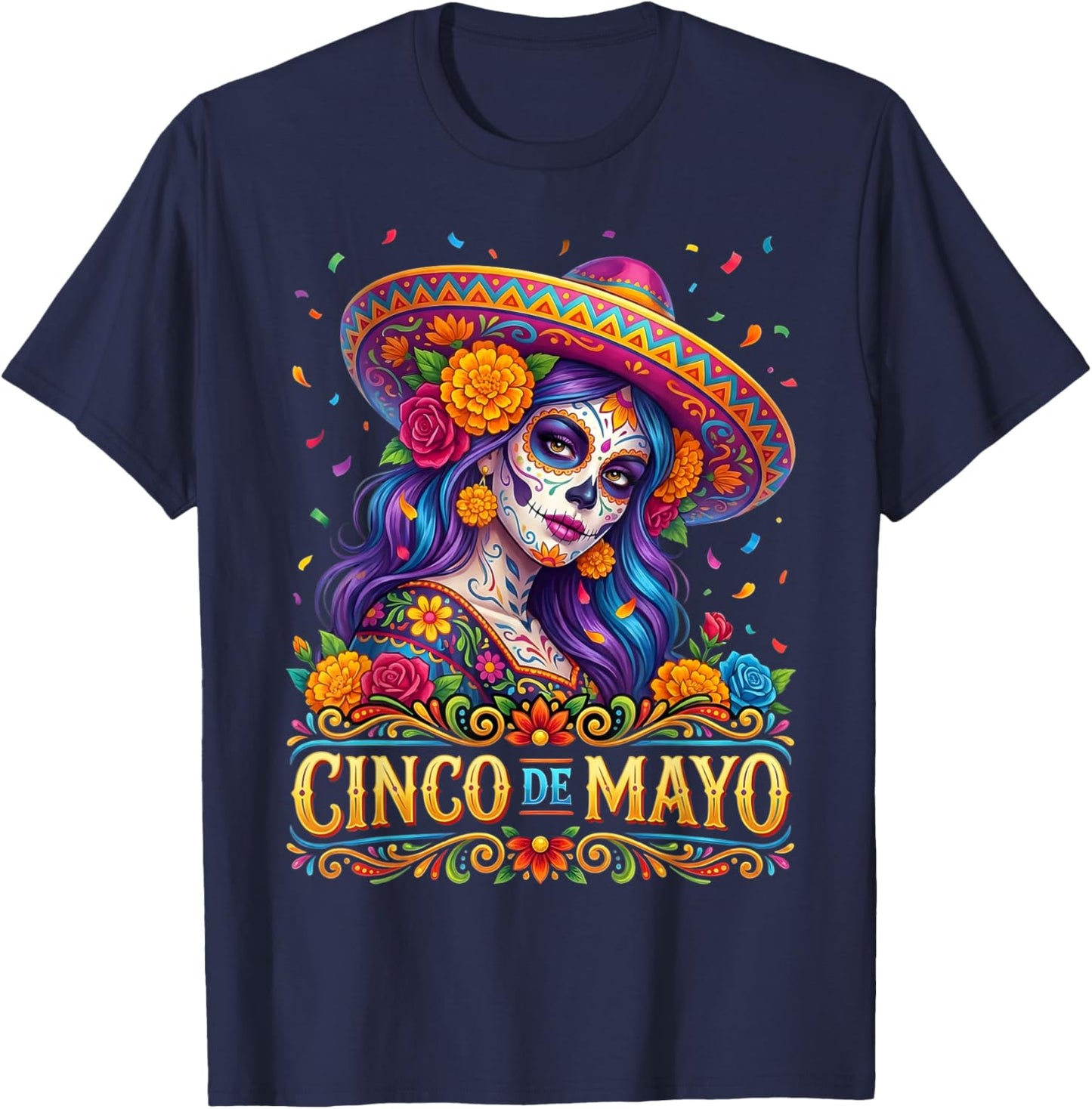Cinco De Mayo 2026 Mexican Fiesta 5 De Mayo Girls Women T-Shirt - T-Shirt | Navy