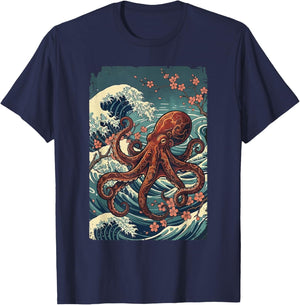 Octopus Japanese Kraken T-Shirt - T-Shirt | Navy
