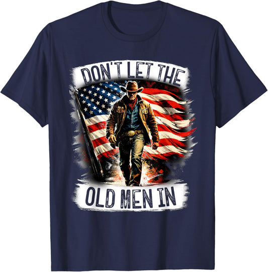 Retro Don't Let The Old Man in Cowboy US Flag Women T-Shirt - T-Shirt | Navy
