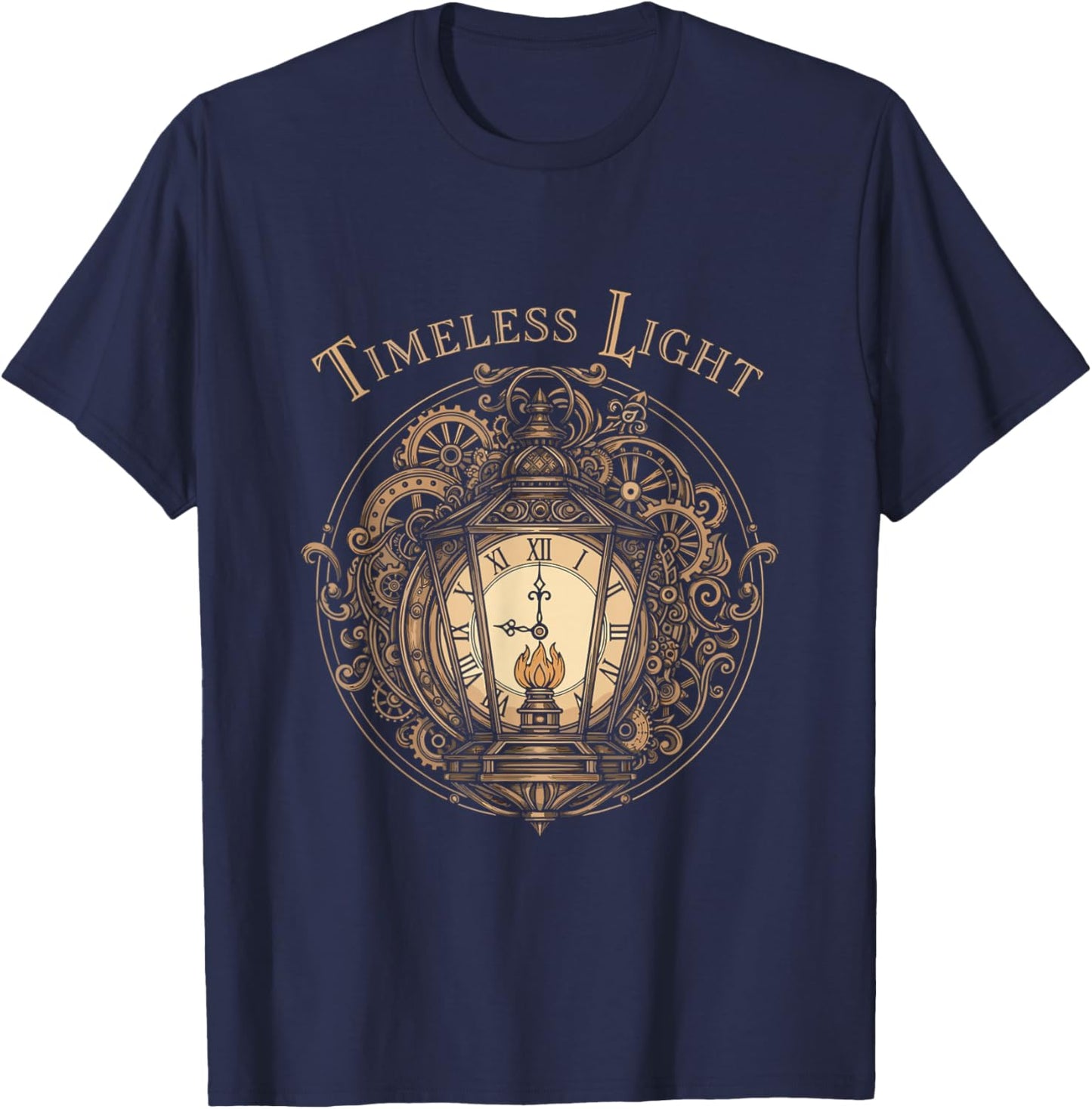 Timeless Light Steampunk Lantern Gearwork Glow Collector T-Shirt - T-Shirt | Navy