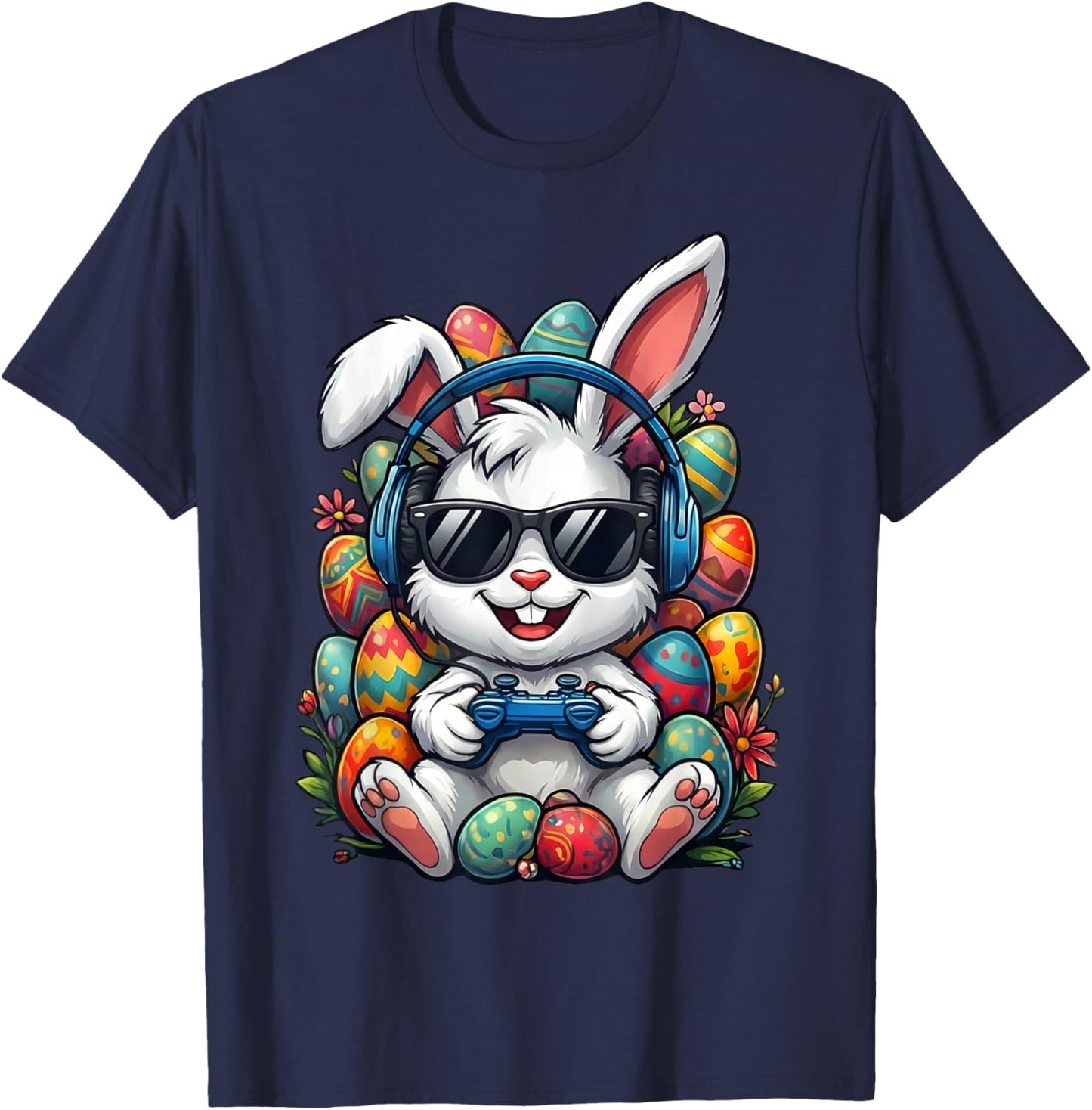 Funny Egg Hunt Gamer Bunny Easter for Boys, Kids, & Toddlers T-Shirt - T-Shirt | Navy