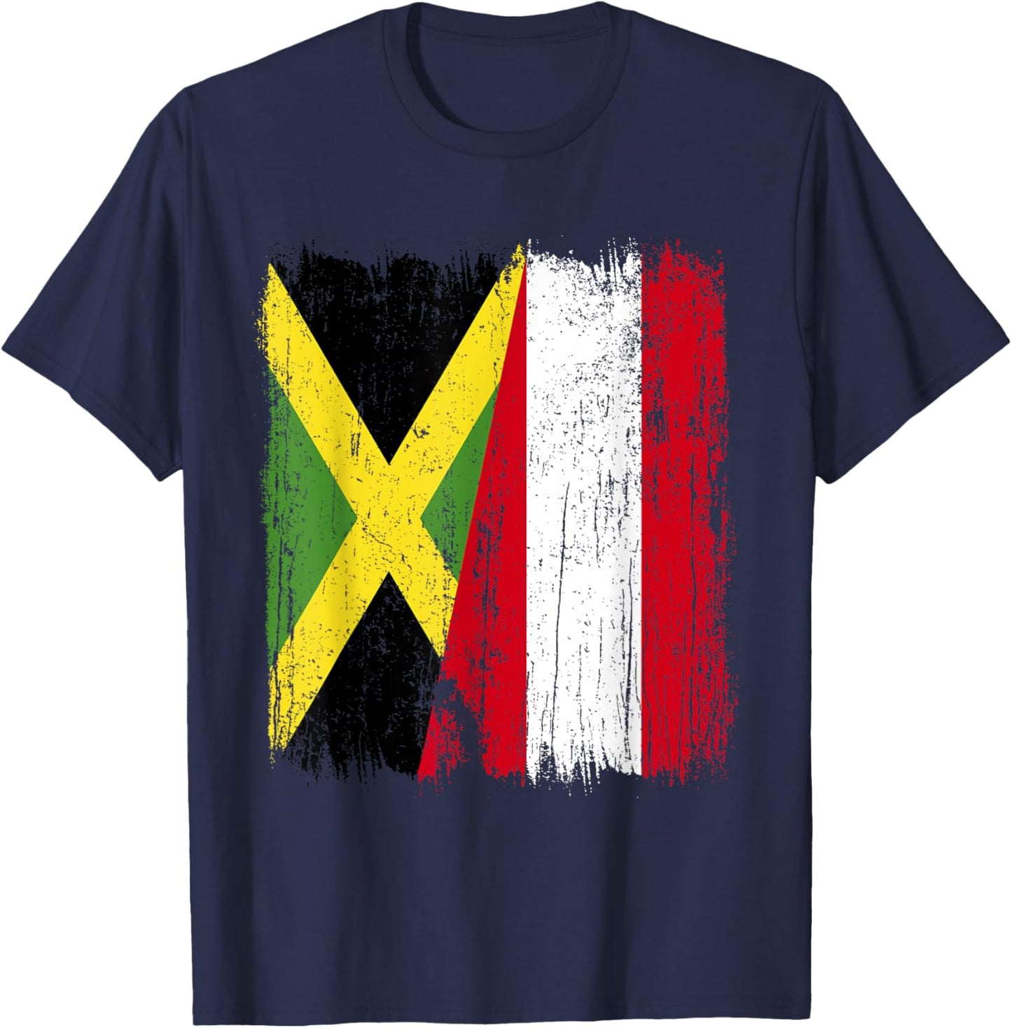 Jamaica Austria Half Flag Jamaican Austrian Heritage T-Shirt - T-Shirt | Navy