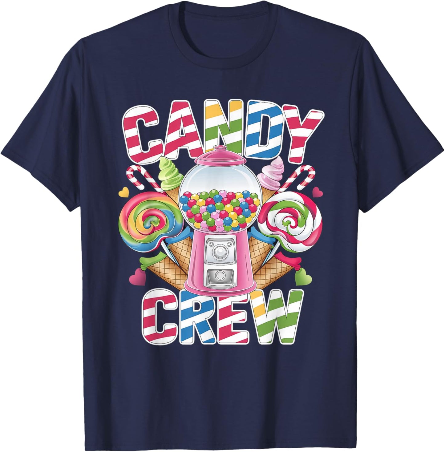 Candy Crew Adult Men Women Kids Christmas Pajamas T-Shirt - T-Shirt | Navy
