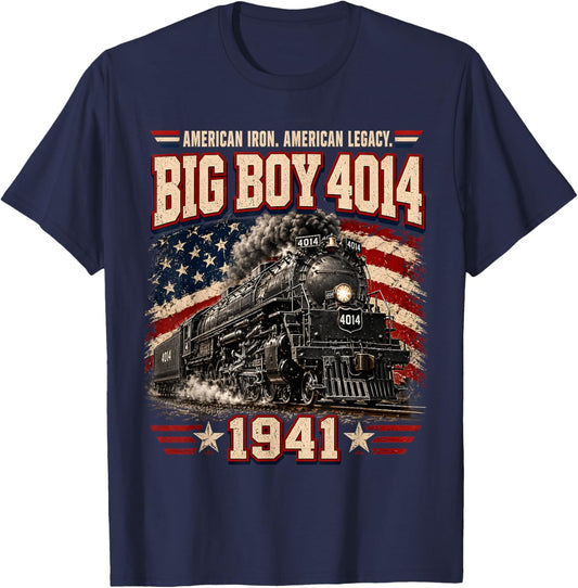 Big Boy 4014 Vintage Steam Locomotive Railroad Train Engine T-Shirt - T-Shirt | Navy