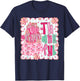 Pink Thankful Pumpkin Girly Preppy Coquette Bow Thanksgiving T-Shirt - T-Shirt | Navy