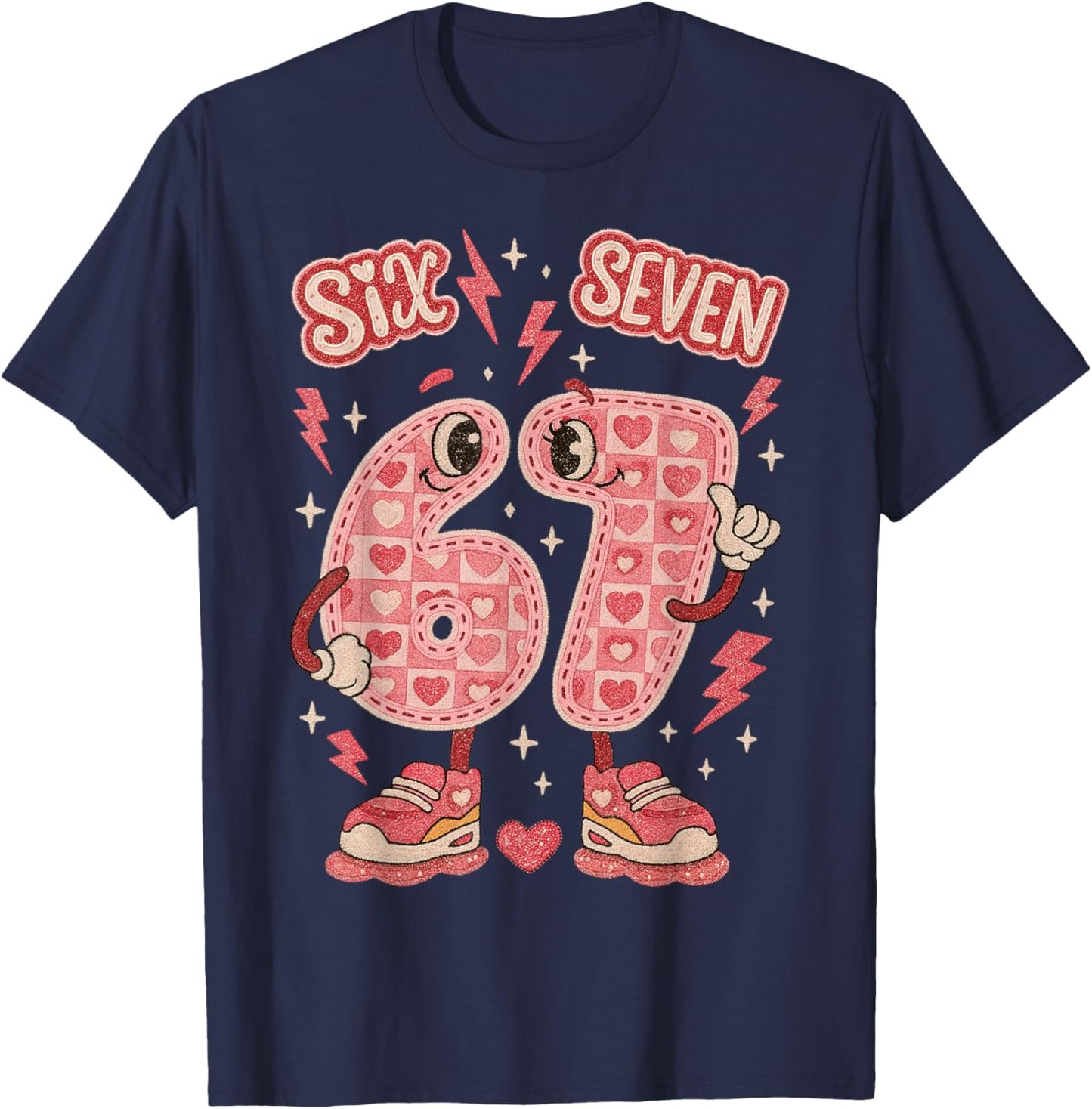 Six Seven Valentine Love 67 Preppy Coquette Meme Kids T-Shirt - T-Shirt | Navy